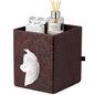 Tissue Box Cover, PU Leather Square Tissue Box Holder with Upper Storage Tray for Bathroom/Countertop/Nightstand/Office Table - Antique