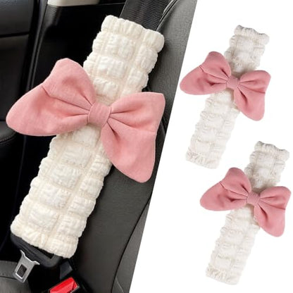 JDDRY 2PC Car Seat Belt Covers Pads,Seat Strap Pads,Auto Seat Belt Pad,Fit for Most Vehicles,Car Interior Accessories(Bowknot-Pink) - color: Bowknot-Pink