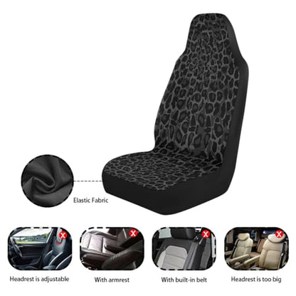 Black Leopard Print Car Seat Covers Universal Front Car Seats Anti-Slip Back Fabric Removable Automotive Accessories Suitable for Cars SUV - color: Black Leopard Print