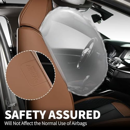 Car Seat Covers Front Set, Black Car Seat Cover, Breathable Premium Leather Seat Covers, Automotive Vehicle Seat Covers for Cars Trucks Vans SUVs Sedans (Coffee) - color: Coffee, size: Frontpair