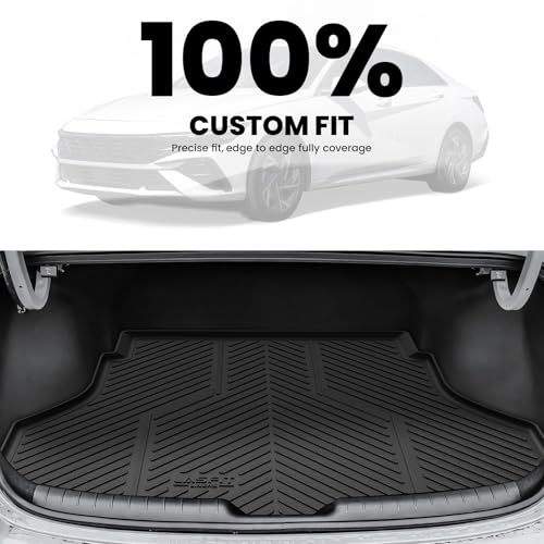 LASFIT Cargo Mat for Hyundai Elantra 2026 2025 2024 2023 2022 2021 & Elantra N 2022-2026, All Weather TPE Custom Fit Elantra & Elantra N Trunk Mat, Black