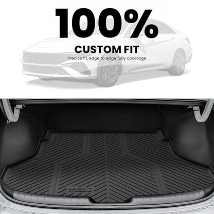 LASFIT Cargo Mat for Hyundai Elantra 2026 2025 2024 2023 2022 2021 & Elantra N 2022-2026, All Weather TPE Custom Fit Elantra & Elantra N Trunk Mat, Black
