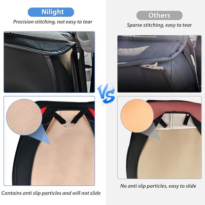 Nilight Car Seat Covers Custom Fit 2009-2024 F150 and 2017-2024 F250 F350 F450 Waterproof Wear-Resistant Faux Leather Anti Slip Cushion Set (2PCS Front Seats Cover) - color: Front Sets 2 Seat, style: Ford 2009-2024