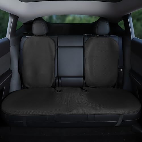 TOPABYTE Rear Car Seat Cover for Tesla Model 3 Highland 2017-2026 Four Seasons Universal Protector Pad Mat Interior Decoration Accessories - color: Black Ice Silk, size: 3pcs Rear Seat For Model 3