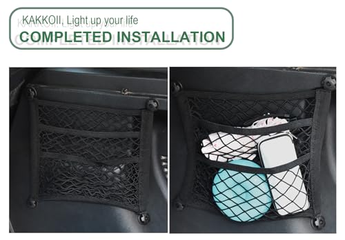 3 Layer Small Cargo Net,Cargo Storage Pocket Net, Mesh Elastic Pouch Organizer with Mounting Screws Hooks for Car,Rv, Trunk,Boats,SUV, Truck (2 Pack,11.8 x 9.8Inch,30 x25cm)