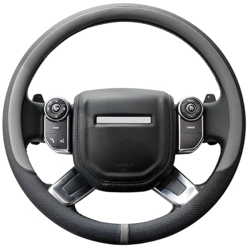 Breathable Car Steering Wheel Cover 16 inch Auto Universal Leather Wrap Non-Slip Steeringwheel Protector Automotive Interior Accessories, Grey (Suit for 15.5-16 inch) - color: A-Grey, size: L (15.5"-16")