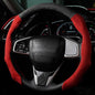 Quick Install Sporty Suede Steering Wheel Cover with Red Grips Universal fit Any 14 ½ to 15 inches Car SUV Pickup Steering Wheel - color: Black+Red Sides, size: Suede