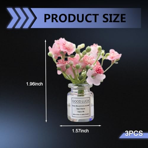 3 PCS Mini Daisy Flower Car Dashboard Decoration, Cute Glass Vase Car Interior Accessories for Women, Self-Adhesive Daisy Dashboard Ornament, Universal for Most Cars Trunks SUVs