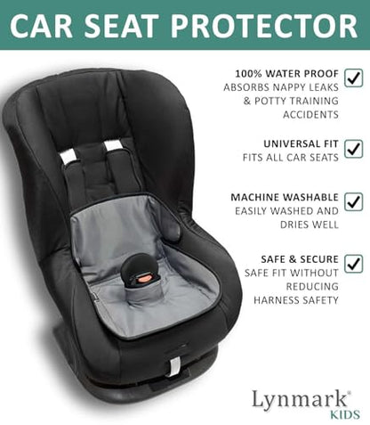 Lynmark® Potty Training Car Seat Protector Cover - Waterproof Soft Piddle Pads for Toddlers and Baby Carseat - Travel-Friendly Universal Washable Liner Mat for Spills, Nappy Leaks, Accidents - Grey - size: 1 pack