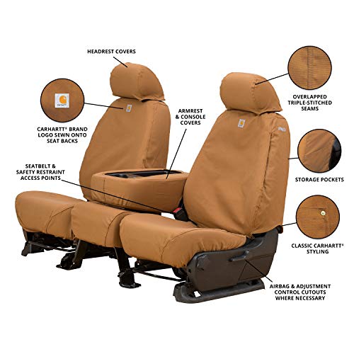 Covercraft Carhartt SeatSaver Custom Seat Covers | Fits 2015-2022 Chevrolet Colorado & GMC Canyon | 1st Row Bucket Seats, Duck Weave Brown - color: Duck Weave Brown
