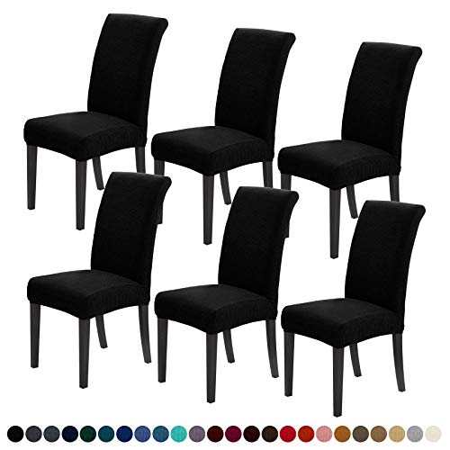 Joccun Chair Covers for Dining Room Set of 6, Dining Chair Slipcovers Stretch Dining Room Chair Covers Seat Protector,Washable Parsons Chair Cover for Home,Hotel,Banquet(Black,6 Pack) - color: Black, size: 6 Pack