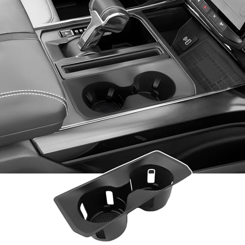Cup Holder for 2021-2025 Ford F150 Center Console Cup Holder Insert Silicone Cupholder Coaster Liner for 2021 2022 2023 2024 2025 F-150 Truck Interior Accessories Black(Fit Bucket Seat Only) - color: For 21-25 F150(Bucket Seat Only)