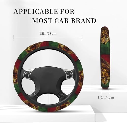 Jamaican Lion Flag Universal Steering Wheel Covers, Cute Car Accessories for Women Girls Car Truck - color: Jamaican Lion Flag