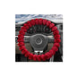 Fluffy Car Steering Wheel Cover, Soft Warm Plush Vehicle Steering Wheel Protector, 14.5-15 Inches Cute Anti-Slip Automotive Handle Cover for Women Girl, Car Accessories (Red) - color: Red