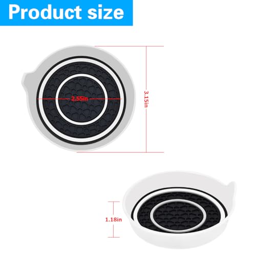 Mandark Car Cup Holder Coaster, 2.75 Inch Non-Slip Vehicle Cup Holder Insert Mats, Dustproof Automotive Interior Console Cup Insulated Pads Accessories, Universal for SUV, Sedan, Truck (White) - color: White