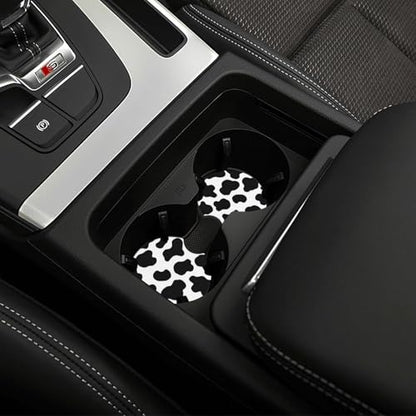 Cow Print Steering Wheel Cover - Cattle Print Steering Wheel Cover Anti-Slip Breathable Universal for with 2 Pieces Car Coasters Suitable for Men Women - color: Cow Print