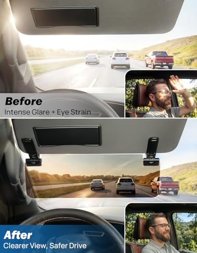JOYTUTUS Large Sun Visor Extender for SUV Pickup Truck, Polarized Sun Visor Extender Universal Sun Blocker UV400, Adjustable Visor Extension for Car Visor,Double-Clip,Anti Glare Stray Light - size: Large Polarized Extender