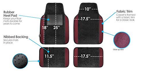 FH Group Light & Breezy Cloth Seat Full Car Seat Covers (Airbag & Split Ready) with Carpet Floor Mats- Universal Car, Truck, SUV, or Van (Burgundy/Black) FB030115 - color: Burgundy