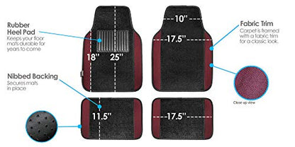 FH Group Light & Breezy Cloth Seat Full Car Seat Covers (Airbag & Split Ready) with Carpet Floor Mats- Universal Car, Truck, SUV, or Van (Burgundy/Black) FB030115 - color: Burgundy