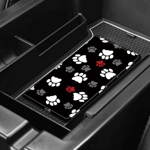 Leather Car Registration and Insurance Card Holder, Cute Car Accessories Vehicle Glove Box Car Organizer for Documents, Cards, License Cute White Red Dog Paws - color: Cute White Red Dog Paws
