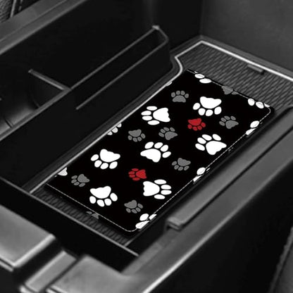 Leather Car Registration and Insurance Card Holder, Cute Car Accessories Vehicle Glove Box Car Organizer for Documents, Cards, License Cute White Red Dog Paws - color: Cute White Red Dog Paws