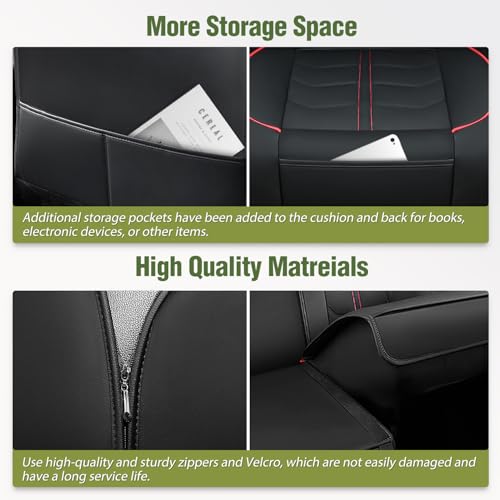 Nilight Car Seat Covers Custom Fit 2007-2024 Jeep Wrangler JK JL 4-Door Waterproof Faux Leather Cushion Full Set with Split Bench 40/60 for Unlimited Sahara Rubicon Willys Chief Moab - color: Full Sets 5 Seat, style: Jeep Wrangler 2007-2024