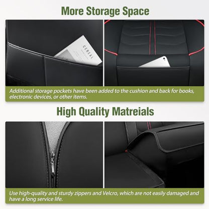 Nilight Car Seat Covers Custom Fit 2007-2024 Jeep Wrangler JK JL 4-Door Waterproof Faux Leather Cushion Full Set with Split Bench 40/60 for Unlimited Sahara Rubicon Willys Chief Moab - color: Full Sets 5 Seat, style: Jeep Wrangler 2007-2024