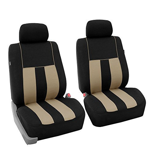 FH Group Striking Striped Car Seat Covers - Universal Fit, Washable Seat Covers for Cars, SUVs, Vans, Sedans, Beige, Front Set - color: Beige, size: Front Set