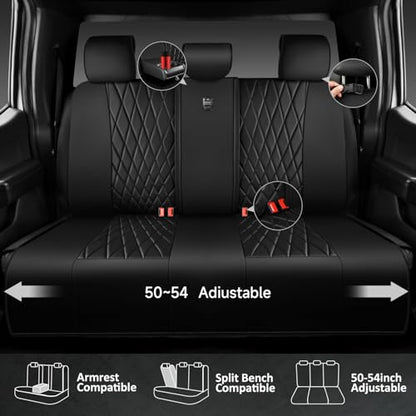 CAR PASS 5 Seats Piping Luxury Faux Leather Seat Covers Full Set, Anti-Slip Waterproof Seat Covers Compatible with Front Armrests, Universal Fit for Suvs,Vans,Trucks,Airbag Compatible, Pure Black - color: Black with Black, size: Full Set