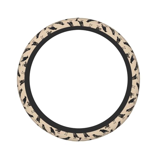 Goth Raven Elastic Steering Wheel Cover Non-Slip Breathable Steering Wheel Protector Fit Auto, SUVs, Truck - color: Goth Raven