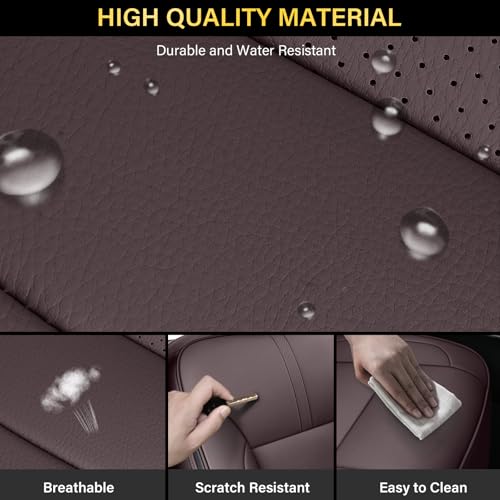 Coverado Chevy Silverado Seat Covers, Leather Car Seat Covers Custom Fit for Chevy Silverado GMC Sierra 2014-2018 1500, 2015-2019 2500HD 3500HD (Full Set, Brown) - color: Brown, size: FullSet(2014-2018)