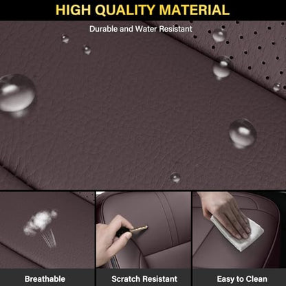 Coverado Chevy Silverado Seat Covers, Leather Car Seat Covers Custom Fit for Chevy Silverado GMC Sierra 2014-2018 1500, 2015-2019 2500HD 3500HD (Full Set, Brown) - color: Brown, size: FullSet(2014-2018)