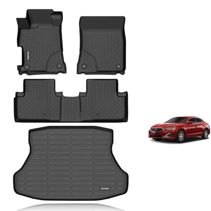 KELCSEECS® Floor Mats & Cargo Liner Custom for 2013-2022 Acura ILX All Weather Protection TPE Floor Liners Front& Rear Row Full Set Acura ILX Accessories Black - style: 8) For 2013-2022 ILX Full Set