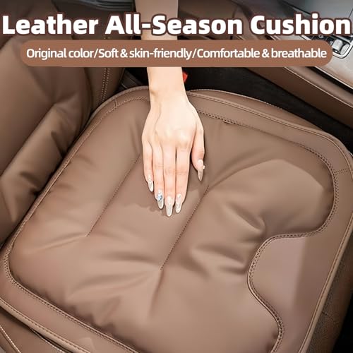 Car Seat Cushion, 2025 New Skin-Friendly Leather Seat Cushions, Breathable Dirt-Repellent Memory Foam Pad for Most Auto & Office Chairs (White)