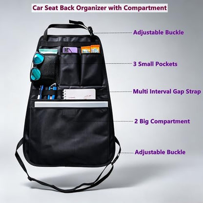Car Seat Back Organizer, Car Back Seat Storage with Multiple Pockets, Car Seat Hanging Pocket,Front Seat Organizer Headrest Bag Compatible with Car SUVs Pickup and Truck