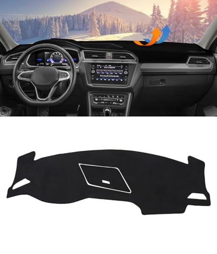 BIBLOZ Dash Cover for Volkswagen Tiguan 2018-2024 Accessories Black Flannel Dashboard Cover Mat Car Dashboard UV Sun Protection(Not for 2025+) - size: 2018-2024 Tiguan