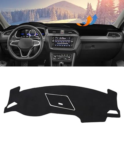 BIBLOZ Dash Cover for Volkswagen Tiguan 2018-2024 Accessories Black Flannel Dashboard Cover Mat Car Dashboard UV Sun Protection(Not for 2025+) - size: 2018-2024 Tiguan