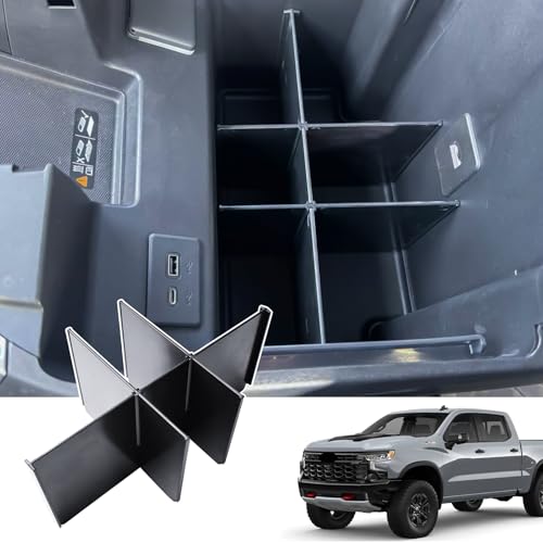 Center Console Organizer Compatible with 2022 2023-2025 2026 Chevy Silverado/GMC Sierra 1500 & 2024 2025 2026 Silverado/Sierra 2500HD 3500HD Accessories, Armrest Divider Front Bucket Seats ONLY