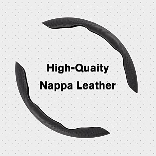 Amiss Nappa Leather Steering Wheel Cover, 2PCS Segmented Wheel Protector, Universal 99% Car Wheel Cover (Black) - color: black