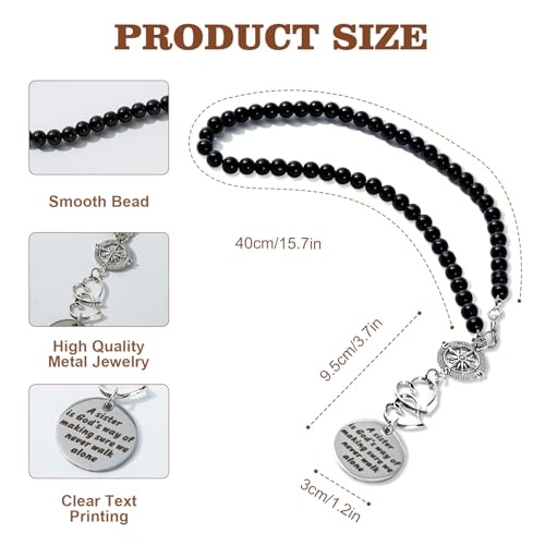 Rislobx Sister Gift, Car Charm Decor Hanging, A Sister is God’s Way of Making Sure We Never Walk Alone - color: Heart