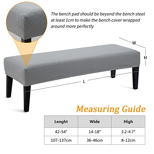 Fuloon Stretch Jacquard Dining Bench Cover - Anti-Dust Removable Bench Slipcover Washable Seat Cushion Protector for Bedroom, Kitchen, Hotel, Banquet (Light Gray) - color: Light Gray