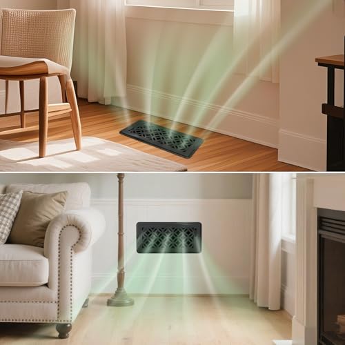 4x10 Vent Cover, Floor Vent Cover, Srews Included, Air Vents, All Steel Heavy Duty Floor Register, Easy Adjustable Air Supply Lever, or Wall Vents (4" x10" Black, 6Pack) - color: 4 x10 Black, 6Pack