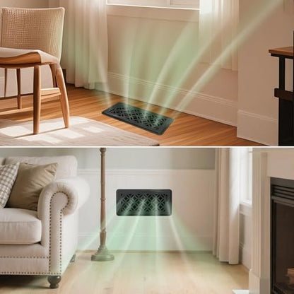 4x10 Vent Cover, Floor Vent Cover, Srews Included, Air Vents, All Steel Heavy Duty Floor Register, Easy Adjustable Air Supply Lever, or Wall Vents (4" x10" Black, 6Pack) - color: 4 x10 Black, 6Pack