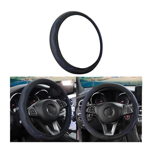 LoyaForba Car Steering Wheel Cover, Non-Slip Microfiber Leather Steering Wheel Cover, Breathable Vehicle Soft Handle Protector, Universal Automotive Interior Accessories for Women Men Girls (Blue) - color: Blue