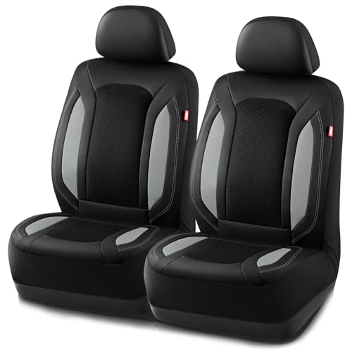 Rubbermaid Leather Mesh Car Seat Covers, Breathable Air Mesh Front Seat Cover, Universal Fit Slip-on Design, Airbag Compatible, Automotive Seat Protector for Most Cars, SUVs, Trucks, Vans-Gray - color: Gray