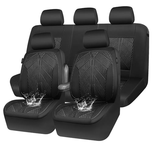 CAR PASS Waterproof Car Seat Covers Full Set,Neoprene Wetsuit, All-Weather Non-Slip Durable, Universal Fit for SUV, Sedans, Trucks, Vans, with Armrest & Airbag Compatibable, All Black - color: ALL Black, size: Full Set