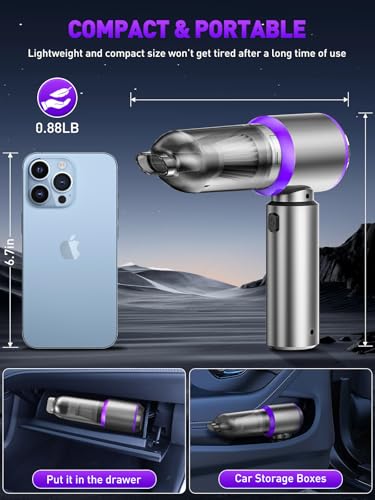 Vacuum/Air Duster 80,000RPM Super Power Mini Car Vacuum Cleaner 4-in-1 air Blower Gun Air Duster & Air Blower & Pump Hand Electric air Duster Handheld dust Blower Blower Cordless (Purple)