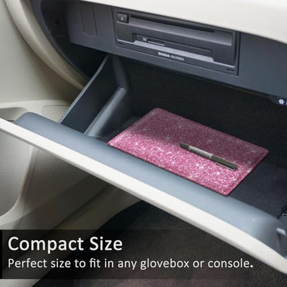 FINPAC Car Registration and Insurance Card Holder, Vehicle Glove Box Card Organizer Wallet Automobile Accessories for License - color: Glitter Pink
