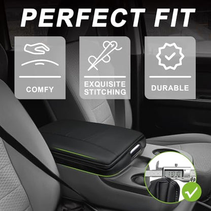 Center Console Armrest Cover Fit for Dodge Ram1500 2013-2018 & Ram2500/3500 2013-2026 Accessories, Comfort Armrest Pad Console Lid Cushion Vegan Leather 1-Inch Extra Thick(Jump Seat ONLY) - size: 3) 13-18 |RAM1500| 13-25 RAM2500/3500|Jump,+Thick