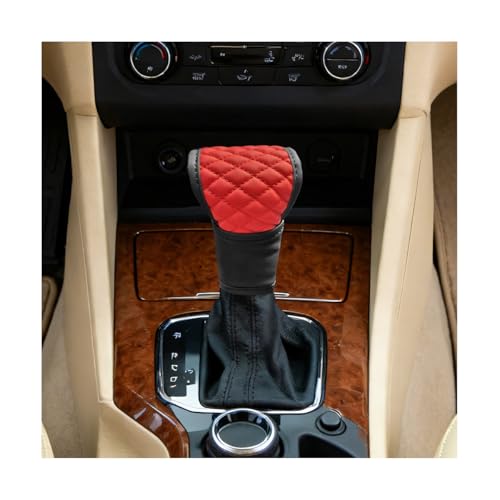 Car Gear Shift Knob Cover, Leather Soft Anti-Slip Vehicle Knob Gear Stick Protector, Automotive Interior Decorative Shifter Stick Protection Cover, Universal for SUV Motorhome Lorry (Red) - color: Red